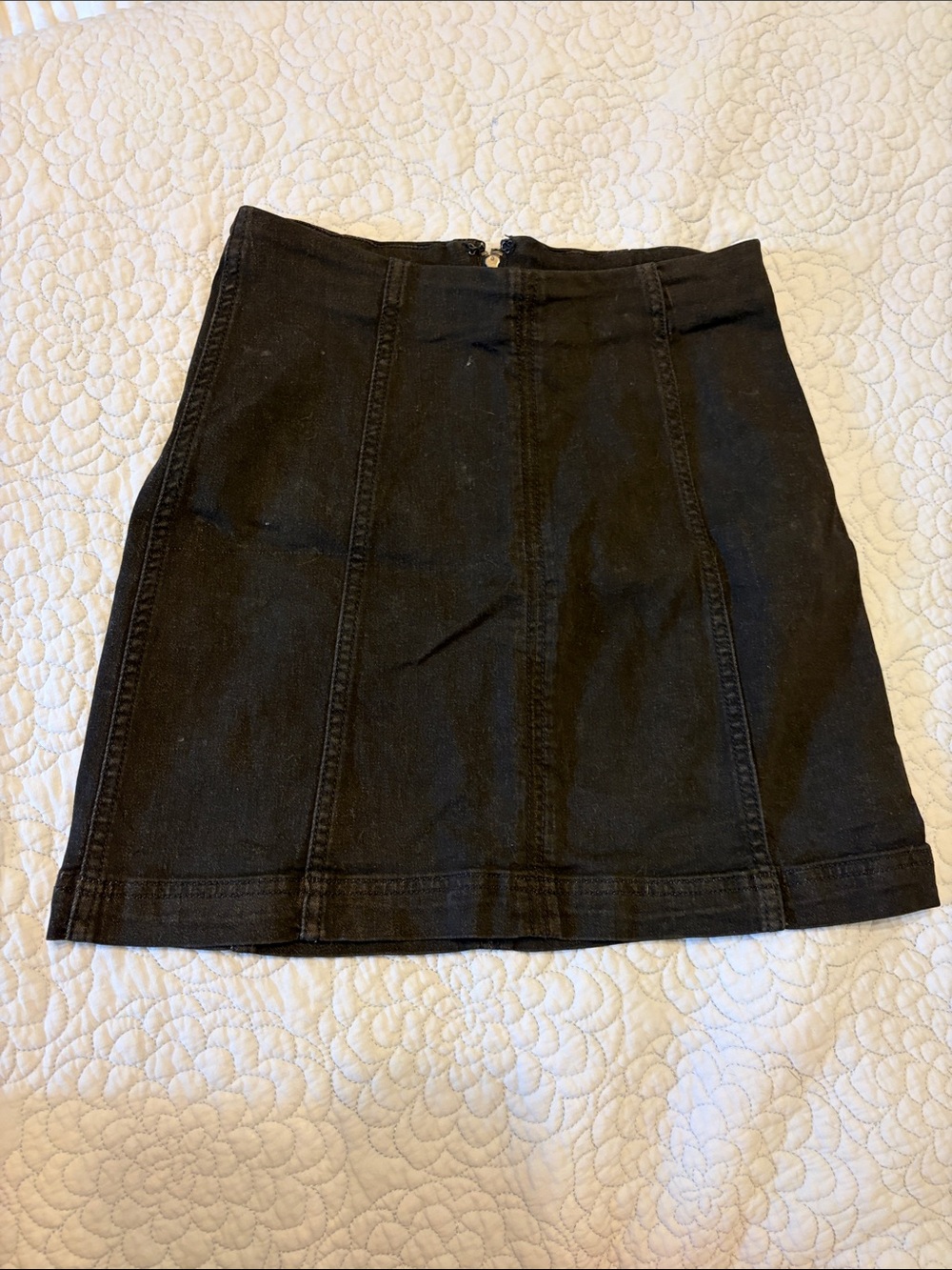 Free People Black Denim Mini Skirt